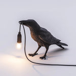 Black standing bird table lamp