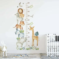 Cartoon African animal growth chart on the wall in a nursery 