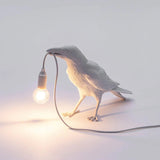 White standing bird table lamp